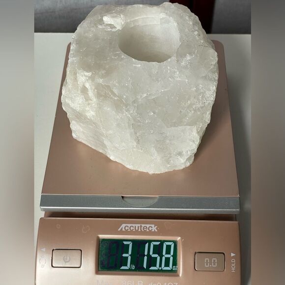 Brazilian Natural Selenite White Crystal Stone Candle Holder (Over 3 Pounds!) - Picture 11 of 16